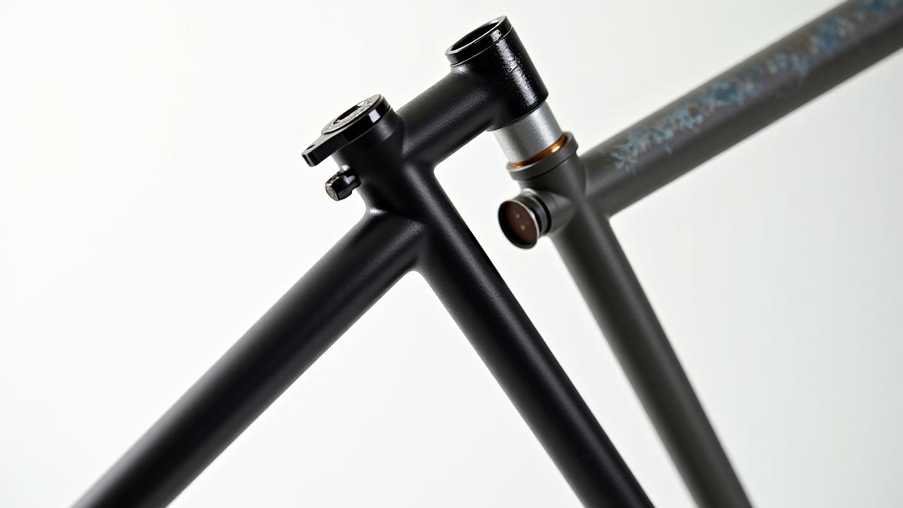 Dwie surowe ramy BMX: chromoly i aluminium obok siebie